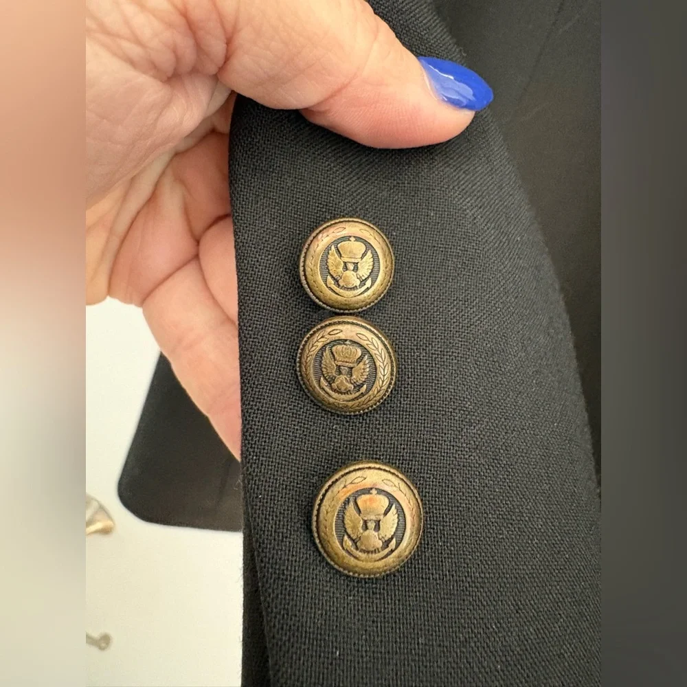 Jos. A Bank black wool coat executive collection with gold buttons size 44 R